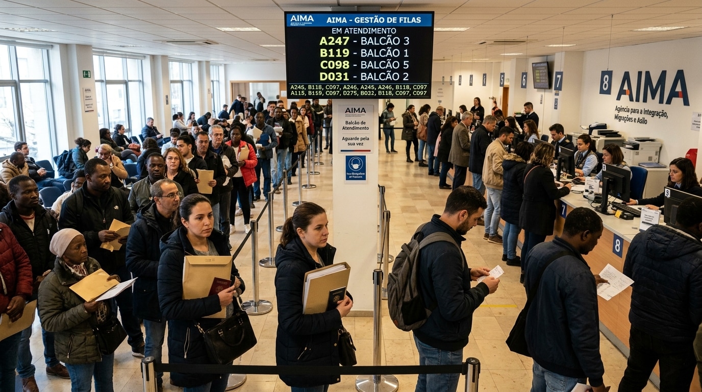 Reagrupamento familiar Portugal 2026: fila de espera no AIMA